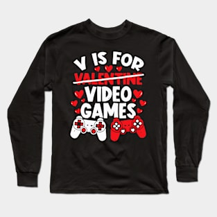 V For Videos Game, Mom-my Funny Valentines Day Family Feb 14 Long Sleeve T-Shirt